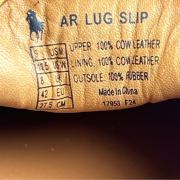 NEW Polo Ralph Lauren Country Logan Lug Sole Leather Duck Boot Shoe Mens Size 9 - Picture 11 of 11